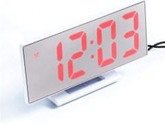 Pronett  XJ3821 Multifunkčné zrkadlové hodiny s budíkom, biele s červenými číslicami