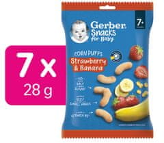Gerber Snacks kukuričné chrumky jahoda a banán 7 x 28 g