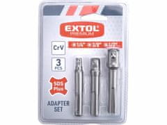 Extol Premium Adaptér pre nástrčné hlavice, 3ks, SDS-plus na 1/4"-3/8"-1/2", CrV, EXTOL PREMIUM