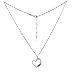 Silvego Strieborný náhrdelník SRDCE s príveskom srdiečka s modrými Swarovski Zirconia SILVEGO11580NB
