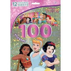 100 samolepek s omalovánkovými listy Disney Princezny