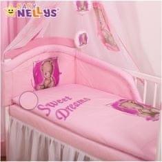 Baby Nellys Mantinel s obliečkami Sweet Dreams by Teddy - růžový, 135x100 cm