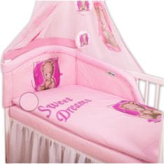 Baby Nellys Mantinel s obliečkami Sweet Dreams by Teddy - růžový, 135x100 cm