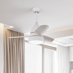 Biela LED lampa s ventilátorom + ovládanie otáčania a časovač