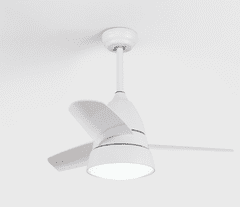 Biela LED lampa s ventilátorom + ovládanie otáčania a časovač