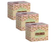 Basilur BASILUR Present Pink- zelený čaj z Cejlonu, lístkový v ozdobnom plechovom balení 100 g x3