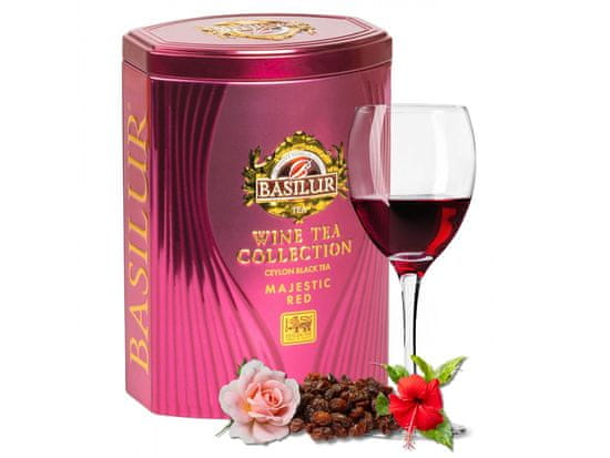 Basilur BASILUR Majestic Red - Čaj z Ceylonu s príchuťou červeného vína v ozdobnej plechovke, 75 g