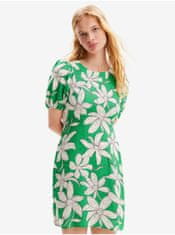 Desigual Bielo-zelené dámske kvetované šaty Desigual Nashville XL