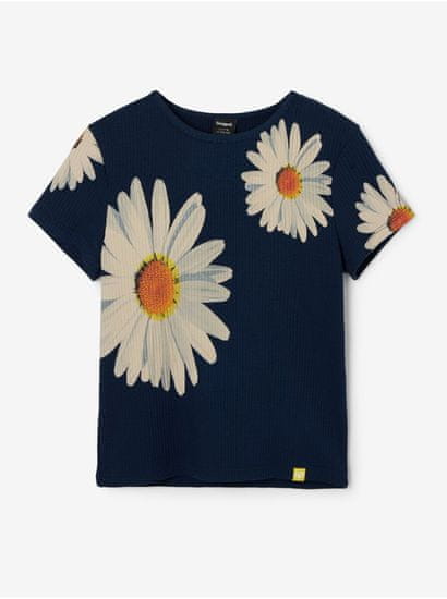 Desigual Tmavomodré dievčenské kvetované tričko Desigual Danerys