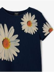 Desigual Tmavomodré dievčenské kvetované tričko Desigual Danerys 122-128