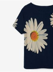 Desigual Tmavomodré dievčenské kvetované tričko Desigual Danerys 122-128