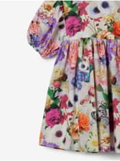 Desigual Fialovo-krémové dievčenské kvetované šaty Desigual Akira 122-128