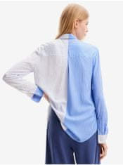 Desigual Bielo-modrá dámska pruhovaná košeľa Desigual Flower Pocket XL