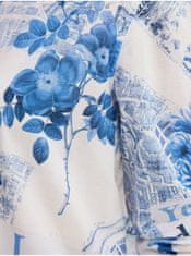 Desigual Modro-biela dámska vzorovaná košeľa Desigual Flowers News S