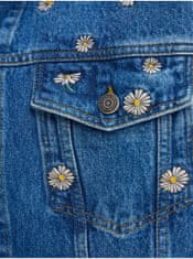 Desigual Modrá dámska kvetovaná džínsová bunda Desigual Flowers L