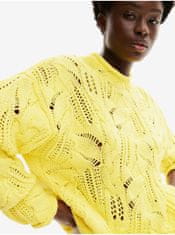 Desigual Žltý dámsky sveter s prímesou vlny Desigual Milano XL