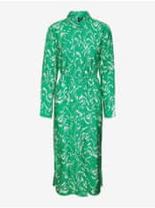 Vero Moda Zelené dámske vzorované košeľové midišaty Vero Moda Cia L