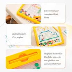 Netscroll Didaktická hra s magnetkami, magnetická tabuľa na kreslenie s nanesením farebných magnetkov, 10 kariet s rôznymi motívmi + ceruzka na nanesenie magnetkov, hra na cesty, DotPad