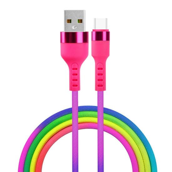 setty. kábel USB - USB-C 1,2 m 2,1A KNA-C-1.22.113 rainbow - dúhová (GSM171576)