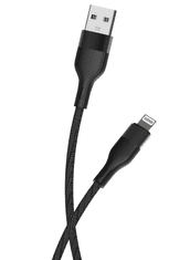 maXlife MXUC-07 kábel USB - Lightning 1,0 m 2,4A čierny nylon (OEM0101185)