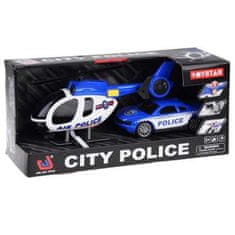 JOKOMISIADA Policajný set - auto, helikoptéra + svetlo a zvuk