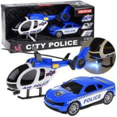 JOKOMISIADA Policajný set - auto, helikoptéra + svetlo a zvuk