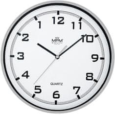 MPM QUALITY Designové plastové hodiny stříbrné MPM E01.2478.70.A ZPĚTNÝ CHOD