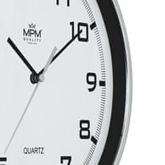 MPM QUALITY Designové plastové hodiny stříbrné MPM E01.2478.70.A ZPĚTNÝ CHOD