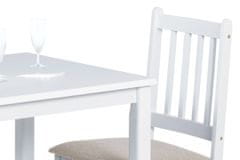 Autronic Jedálenský set 1+2, stôl 69 x 69 x75 cm, masíiv kaučukovník, biely mat, sivé látkové sedáky JAGUAR WT