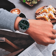 LAVVU Pánske hodinky YSTAD Chronograph Green s vodotesnosťou 100M