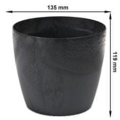 botle Kvetináč Kvetináč Betónový vzhľad Čierny Okrúhly 13,5 cm H 11,9 cm Povrch Matný plast Moderný pôvab