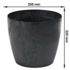 botle Kvetináč Kvetináč Betónový vzhľad Čierny okrúhly 25cm H 22cm Povrch Matný plast Moderný pôvab