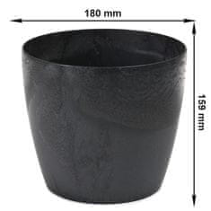 botle Kvetináč Kvetináč Betónový vzhľad Čierny okrúhly 18cm H 15,9cm Povrch Matný plast Moderný pôvab