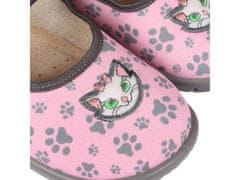 Zetpol Ružové detské papuče s koženou vložkou, papuče pre dievča Weronika mačka ZETPOL 21 EU