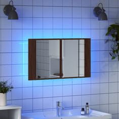 Vidaxl LED kúpeľňová zrkadlová skrinka hnedý dub 80x12x45 cm akryl
