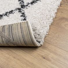 Petromila vidaXL Shaggy koberec PAMPLONA, vysoký vlas, krémovo čierny 160x230 cm