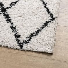 Petromila vidaXL Chlpatý koberec vysoký vlas moderný krémovo-čierny 140x200 cm