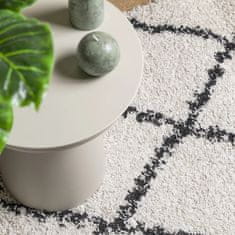 Vidaxl Chlpatý koberec vysoký vlas moderný krémovo-čierny 240x240 cm