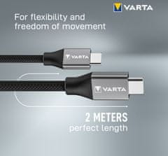 VARTA kábel USB-C - USB-C, 100W, 2m, čierna