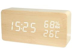 Verk 01772 Multifunkčné digitálne hodiny s teplomerom imitácie dreva