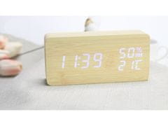 Verk 01772 Multifunkčné digitálne hodiny s teplomerom imitácie dreva