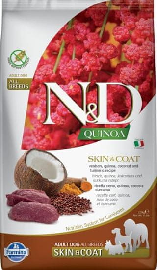 N&D QUINOA Dog GF Skin & Coat, Venison & Coconut Adult All Breeds 2,5 kg