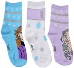 Eplusm Dievčenské vysoké ponožky s motívom Anny a Elsy z filmu Frozen - 3 ks 27–30 Viacfarebná