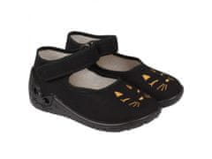 Zetpol Čierne detské papuče so koženou vložkou, papuče pre dievča Marlena ZETPOL 20 EU