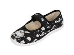 Zetpol Čierne detské tenisky/papuče pre dievčatá s motívom Hedwigy, detské papuče so sovou Julia na suchý zips ZETPOL. 33 EU