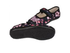 Zetpol Čierne detské tenisky/papuče, detské papuče na suchý zips s motýlikom Julia od ZETPOLu 25 EU