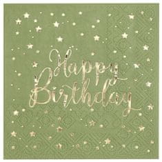 Santex Servítky Happy Birthday zeleno-zlaté 25cm 10ks
