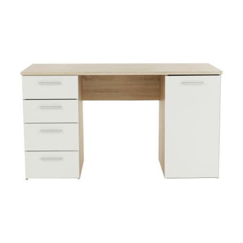 KONDELA PC stôl hnedá, biela EUSTACH drevotrieska 60 x 137 x 76.3 cm