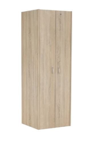 KONDELA Skriňa vešiaková TEMPO AS NEW 005 hnedá drevotrieska 54.5 x 57 x 175 cm