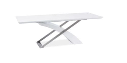 KONDELA Jedálenský stôl, biely, extra vysoký lesk HG, 160-220x90 cm, KROS